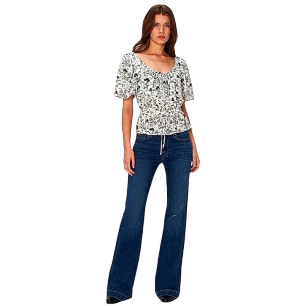7 For All Mankind Dojo Dark Wash Mid-Rise Flare/Wide Leg Jeans